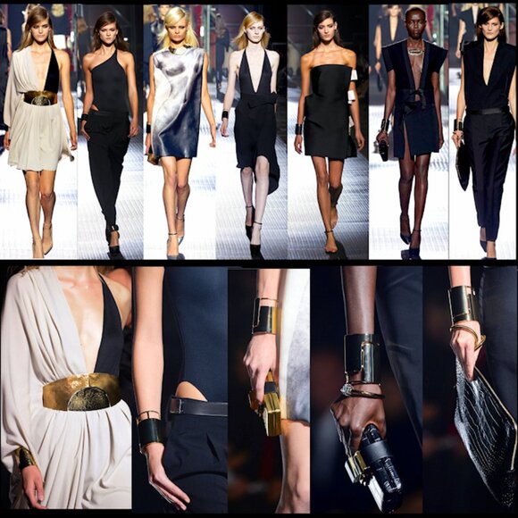 Vintage LANVIN PARIS Hammered Brass Oracle Cuff Bracelet S/S 2013 Runway - Picture 2 of 11